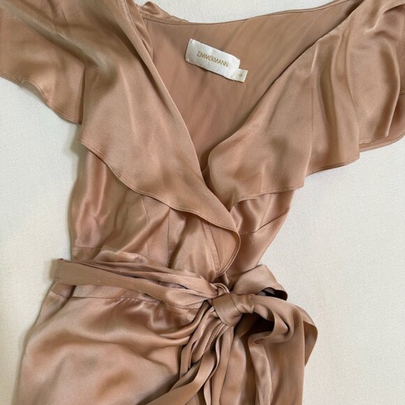 Zimmermann Midi Asymmetrical Wrap Dress Blush Pink Size US 0 - Picture 4 of 6